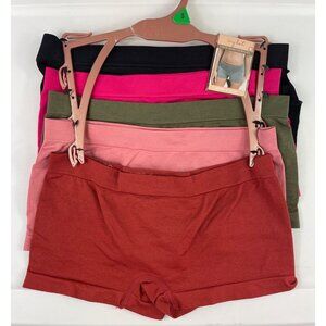 Icy Hot Boyleg Briefs Womens Small 5 Pack Black Green Peach Pink Burnt Orange